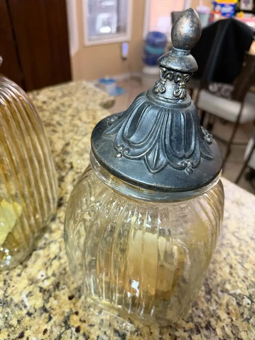 Display Jar With Cross Finial Lid Set of 3
